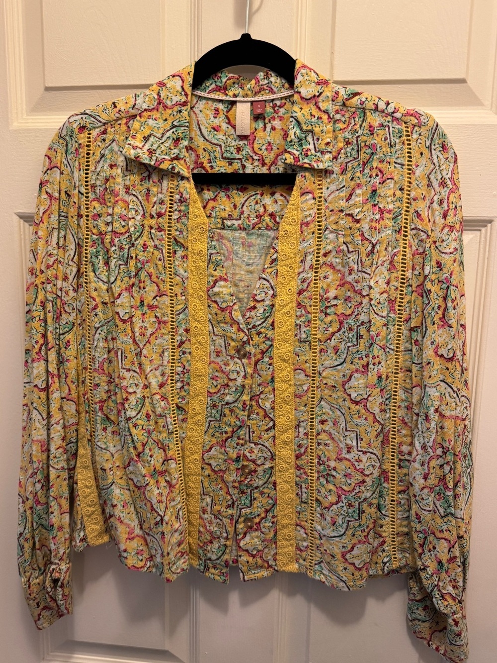 Pilcro Yellow Multicolor Paisley Button-Down Shirt